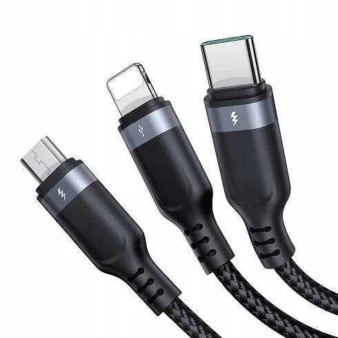 Kabel Joyroom S-A18 3v1 USB-A - Lightning / USB-C / micro USB 0.3 m - černý Barva černá