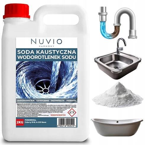 KAUSTICKÁ SODA hydroxid sodný pre sifónové rúry 2 kg NUVIO
