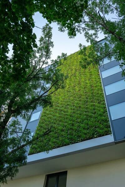 Zelená fasáda na bytovém domě Green Atrium | Zelená fasáda a Živá stěna 