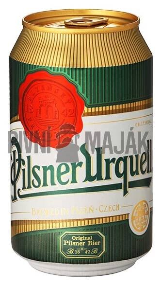 Pilsner Urquell 0,33l plech - karton | Pivní maják