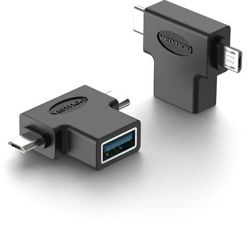 Vention OTG Adapter Black micro USB + USB-C to USB for Android