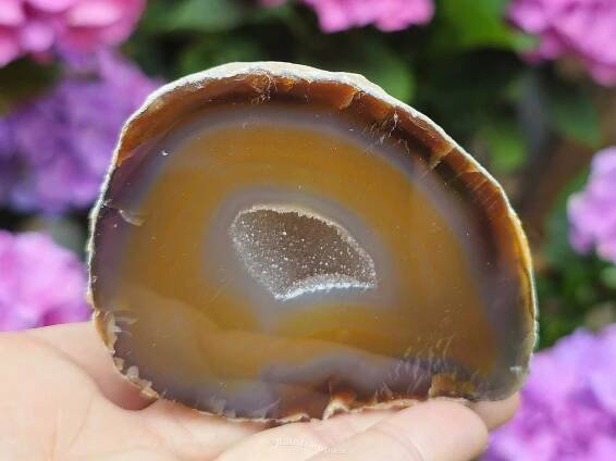 Geoda achát šedo - hnědá s dutinkou Brazílie 197g - naturshop.cz