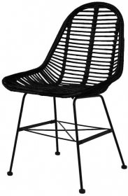 Jídelní židle 6 ks černé přírodní ratan,  275499