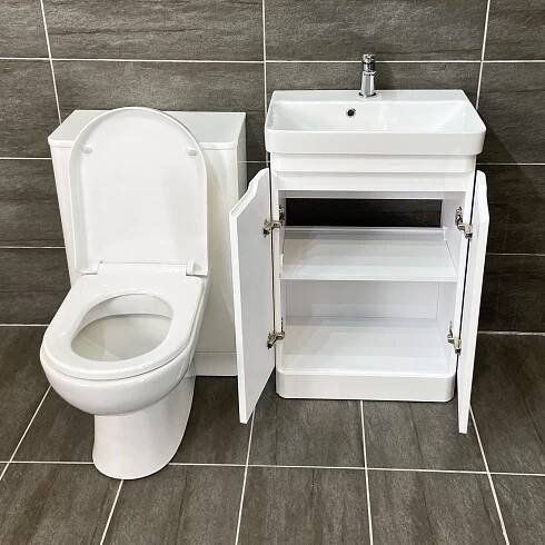 Rio White 550mm Vanity & WC Unit Set - Image 2