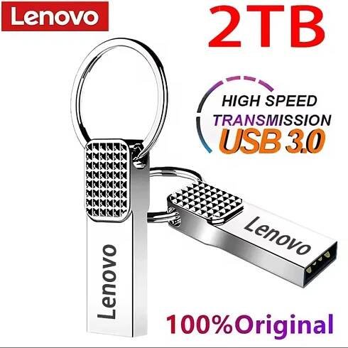 Flash disk LENOVO 2TB, kovový , stříbrný + adaptér USB-C - Elektro