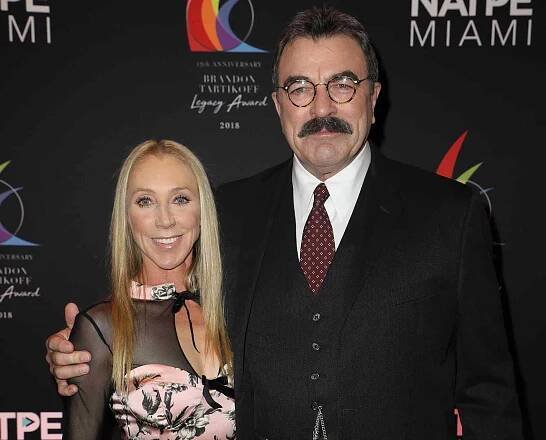 Jillie Mack and Tom Selleck are seen at the Brandon Tartikoff Legacy Awards at NATPE 2018 at the Fontainebleau Hotel on January 17, 2018 in Miami Beach, Florida