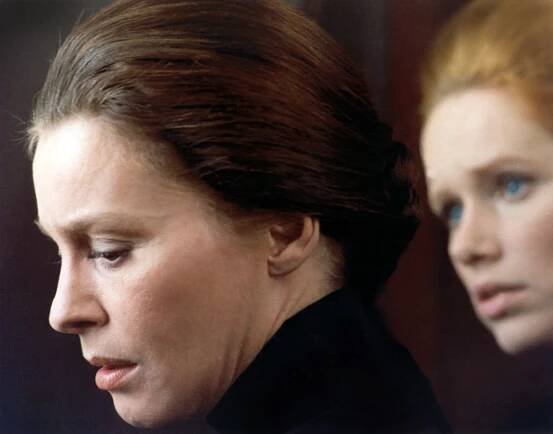 Ingrid Thulin as Karin and Liv Ullmann as Maria in 'Cries and Whispers'