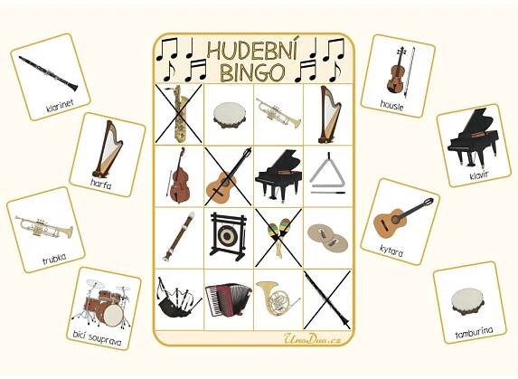 hudebni nastroje bingo pro deti