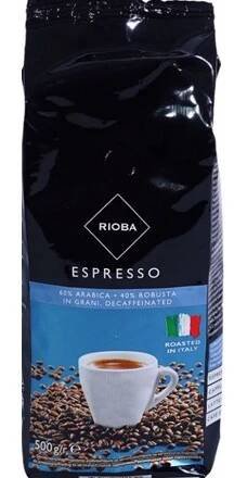 Káva RIOBA Decaffeinated zrnková káva 500g