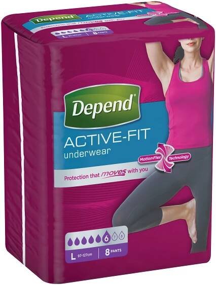 Depend Natahovací kalhotky  Active-Fit pro ženy L 8 ks