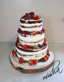 Nahý,svatební dort s ovocem