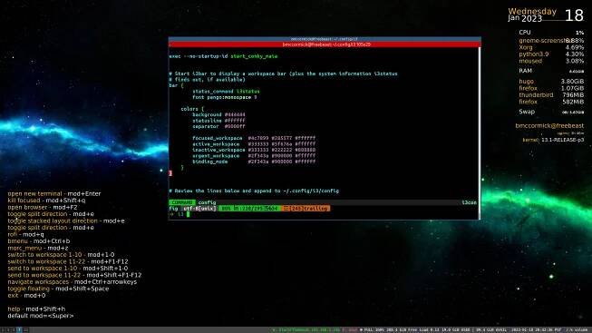 i3wm desktop with conky and terminator