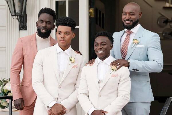 Jimmy Akingbola as Geoffrey, Jabari Banks as Will, Olly Sholotan as Carlton, Adrian Holmes as Philip in BEL-AIR