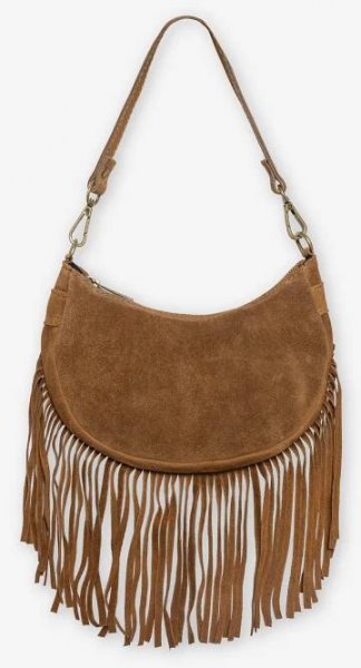 NAOMY FRINGE SUEDE BAG CAMEL