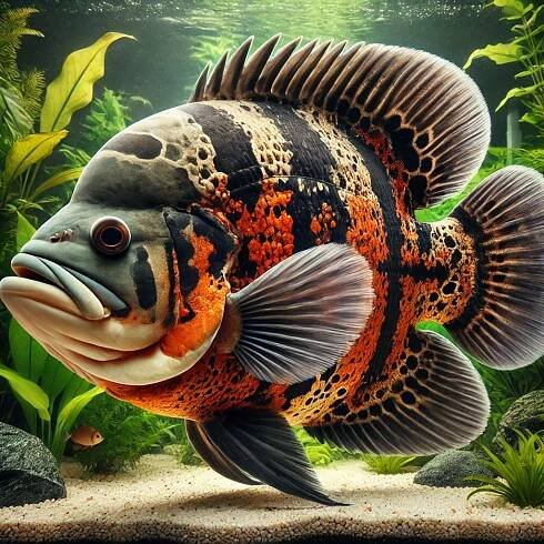 Astronotus ocellatus Oscar nebo cichlid sametu
