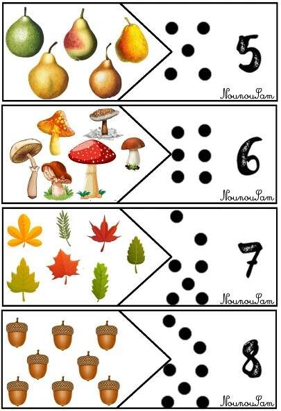 the worksheet shows how to make an autumn themed counting game for kids and adults