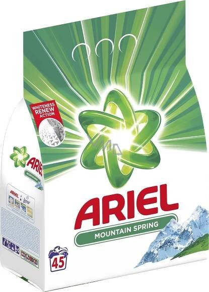 Ariel Mountain Spring washing powder for clean and fragrant laundry without stains 45 doses 3.375 kg - VMD parfumerie