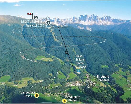 Paragliding an der Plose/Eisacktal: Startplätze auf dem BergParagliding an der Plose/Eisacktal: Startplätze auf dem Berg