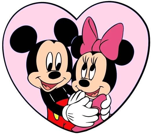 Samolepka na zeď "Mickey a Minnie v srdíčku"