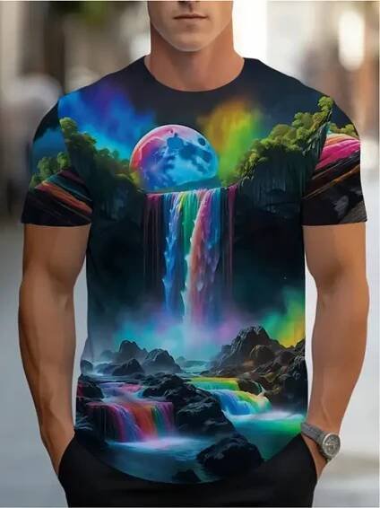 mens 3d printed geometric graphic t shirt vibrant all   short sleeve round neck breathable summer casual tee machine washable artistic top for   holiday gifts natureinspired design   shirt