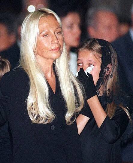 Donatella Versace and her daughter Allegra at Gianni Versace's memorial service.