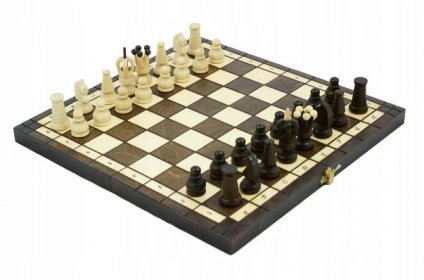 Šachy dřevěné královské 34x34 cm rodinná společenská hra ve vložce