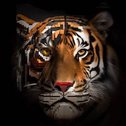LEGO animals Rhino Ai Art photoshop tiger Advertising  3д зоо aı