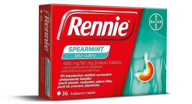Rennie Spearmint bez cukru 36 žvýkacích tablet