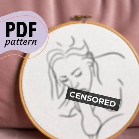 Suck it - Erotic Embroidery PDF Pattern & Instructions - Beginner friendly (18+, Blowjob, Sexy, Kinky, Oral sex, Giving head, Line art)