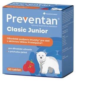 Neuraxpharm Preventan Clasic Junior, príchuť jahoda, 90 tbl 1×90 tbl, výživový doplnok