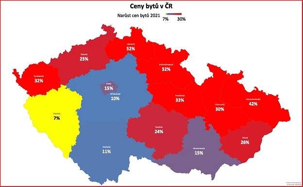 Růst cen bytů v ČR přes 30%
