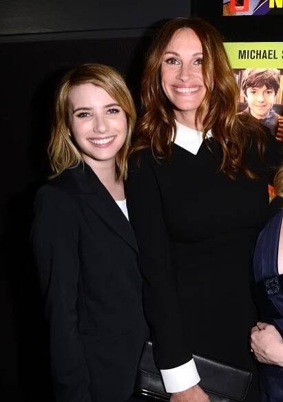 Emma Robert and Julia Roberts attends the Los Angeles premiere of "Jesus Henry Christ" at Mann Chinese 6 on April 18, 2012