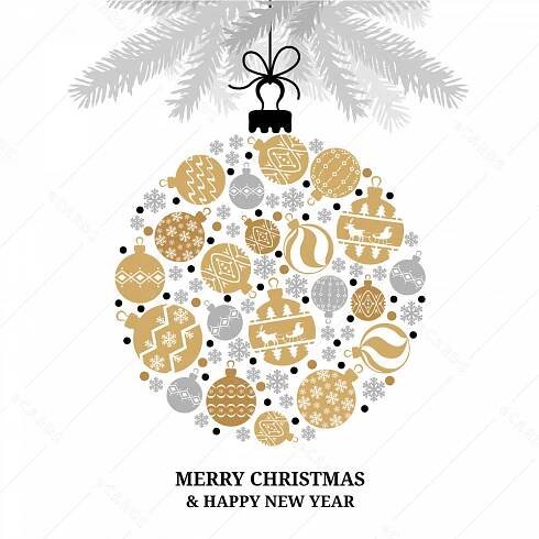 Christmas greeting card with baubles ball gc0151