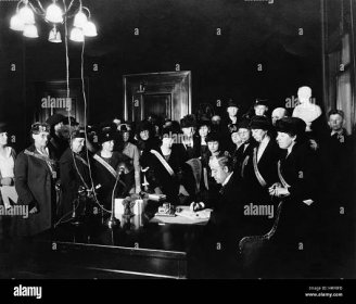 Nineteenth Amendment Signing Stock Photo