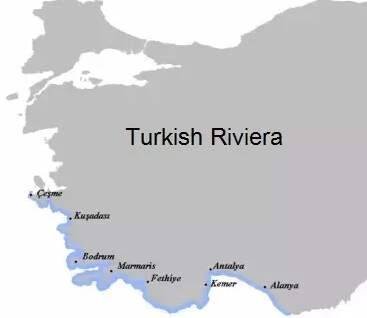 Turecká riviéra mapa