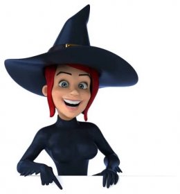 Sexy čarodějnice kreslená postava - 3d ilustrace — Stock obrázek