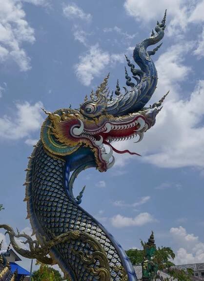 Dragon at Entrance of Blue Temple in Chiang Rai - Thailand