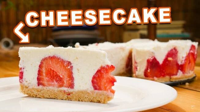 Nepečený cheesecake s jahodami