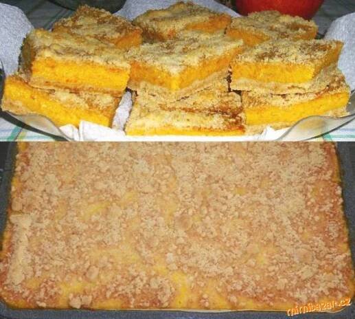 Tvarohovo dýňový drobenkový koláč