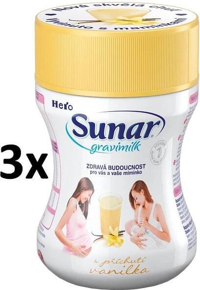 Sunar Gravimilk s přichutí vanilky 3x300g