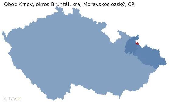 Mapa obce Krnov, okresu Bruntál a kraje v ČR