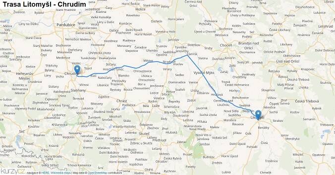 Litomyšl-Chrudim, mapa trasy