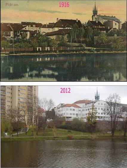 RETRO: Příbram včera a dnes. Co se za dobu mezi jednotlivými snímky změnilo?