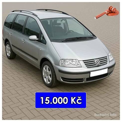 19.5.2025 Dražba automobilu Volkswagen Sharan. Vyvolávací cena 15.000 Kč ID1017839 - Zisková dražba