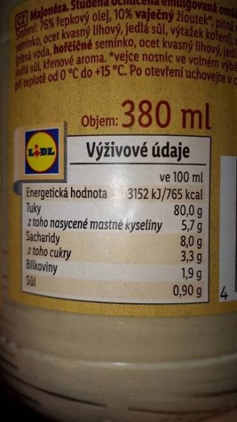 Podrobné informace o potravině Majonéza Premium