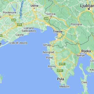 Map showing location of Umag (45.431390, 13.523890)