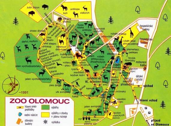 Map of Zoo Olomouc - cca 1991