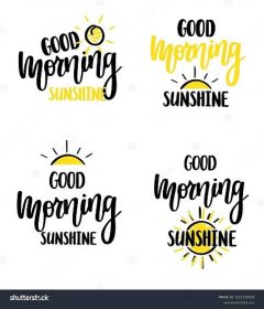 Dobré ráno sluníčko pěkná vektorová kaligrafie nápisy motivační fráze plakát design se sluncem