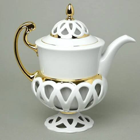 Konvice kávová 1 l, 21 cm, Byzant 404b - bílý, Růžový porcelán z Chodova