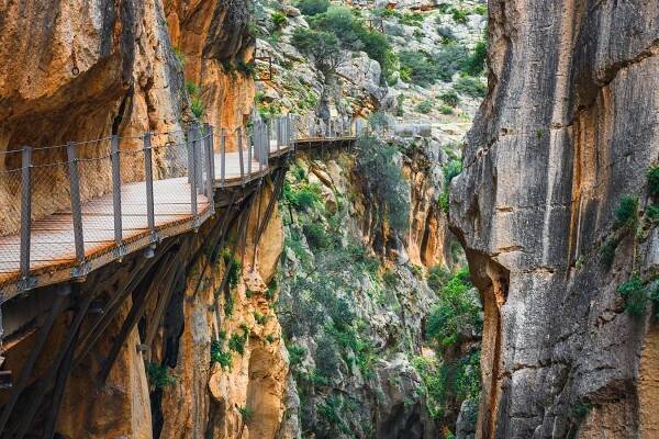 Caminito Del Rey - mountain path along steep cliffs in Andalusia, Spain